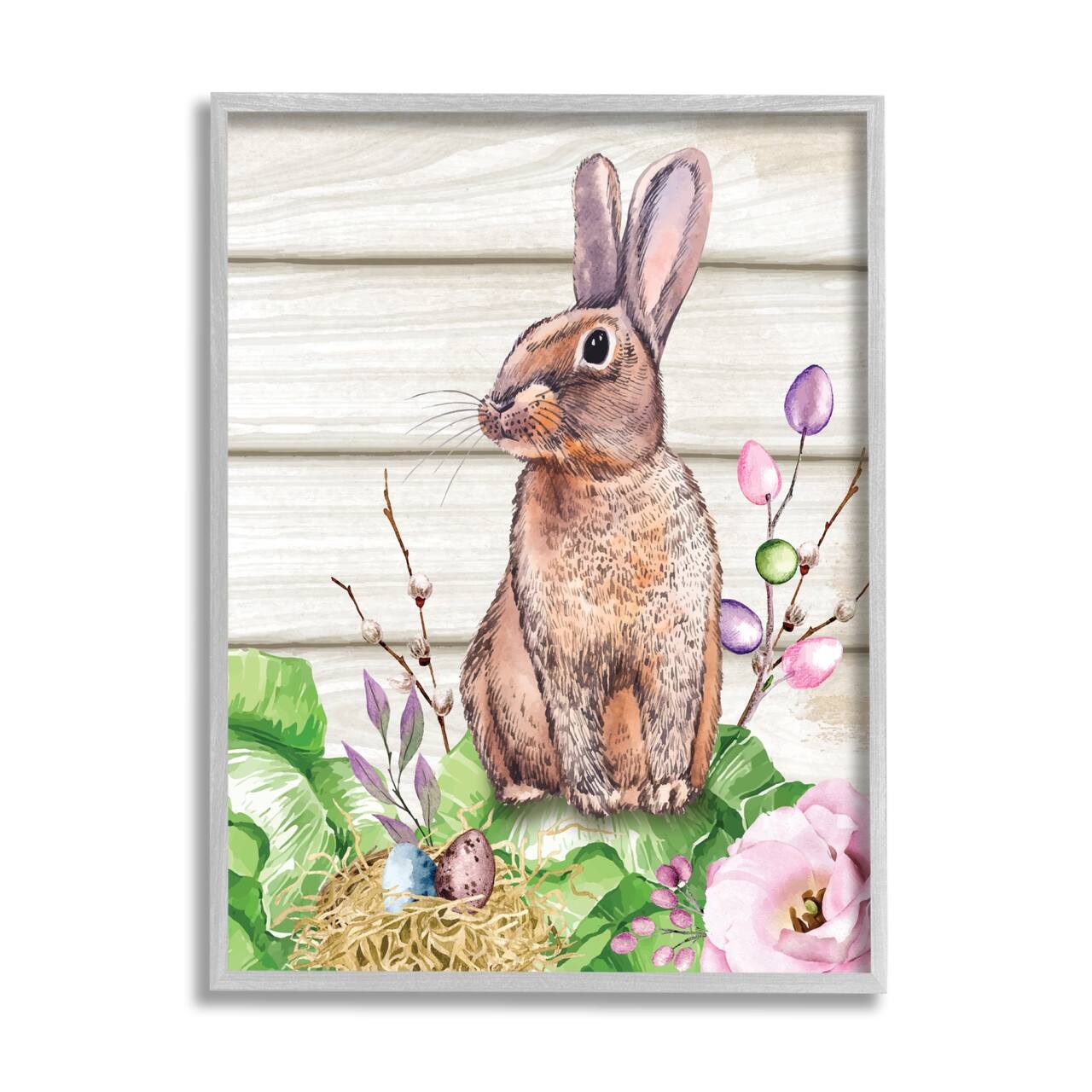 Stupell Industries Spring Flower Garden Country Rabbit Framed Giclee Art
